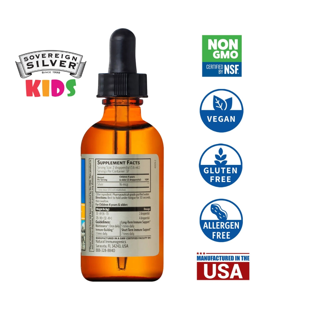 KIDS Bio-Active Silver Hydrosol + Immune Support - Dropper-Top - 2 fl oz