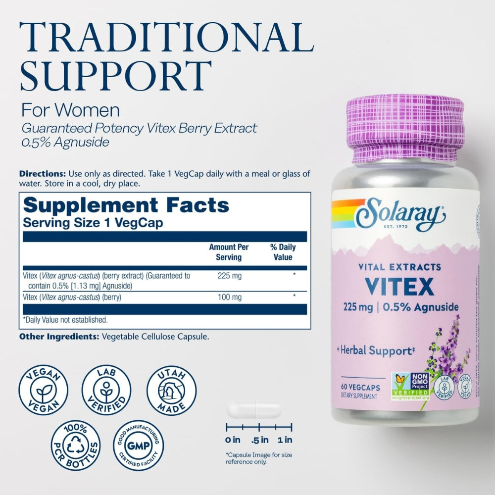 Solaray Vitex Chasteberry Extract - 225 mg - 60 VegCaps