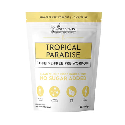 Just Ingredients Pre-Workout Powder - Caffeine-Free Tropical Paradise - 30 Servings