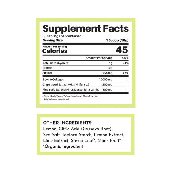 Just Ingredients Collagen Peptides - Lemon Lime - 16.9 oz