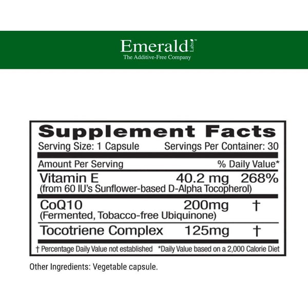 CoQ10 200 mg Plus Vitamin E - 30 Capsules