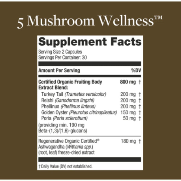 Kokora 5 Mushroom Wellness - 800 mg - 60 Caps