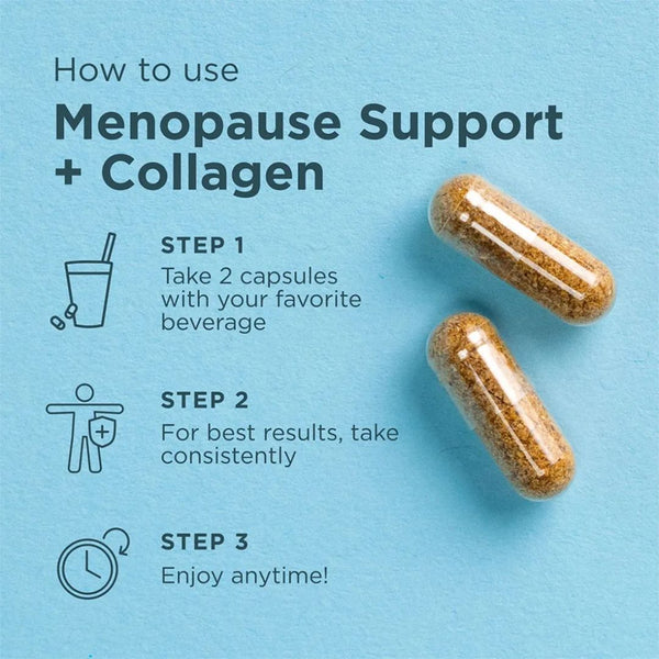 Ancient Nutrition Menopause Support + Collagen - 30 Servings - 60 Caps