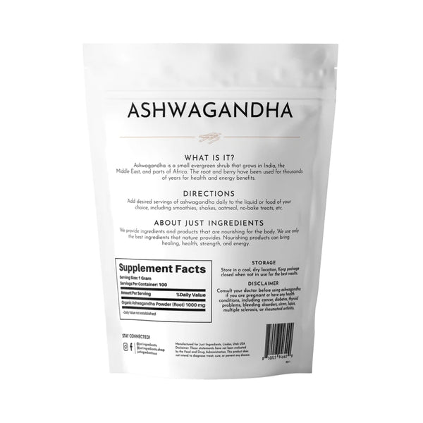 Just Ingredients Ashwagandha Powder - 3.52 oz