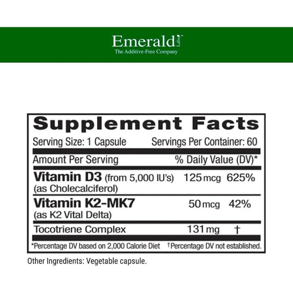 Vitamin D3 + K2 - 60 Capsules