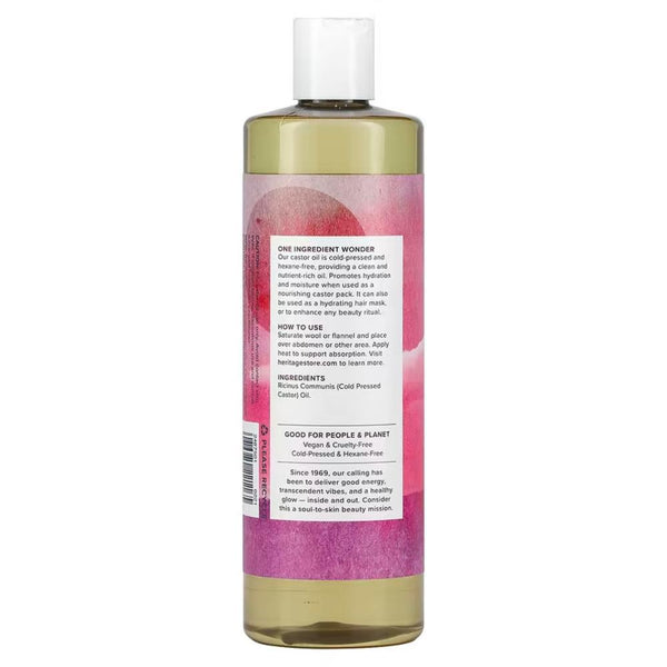 Heritage Store Castor Oil 16 oz. Cold pressed and hexane free.