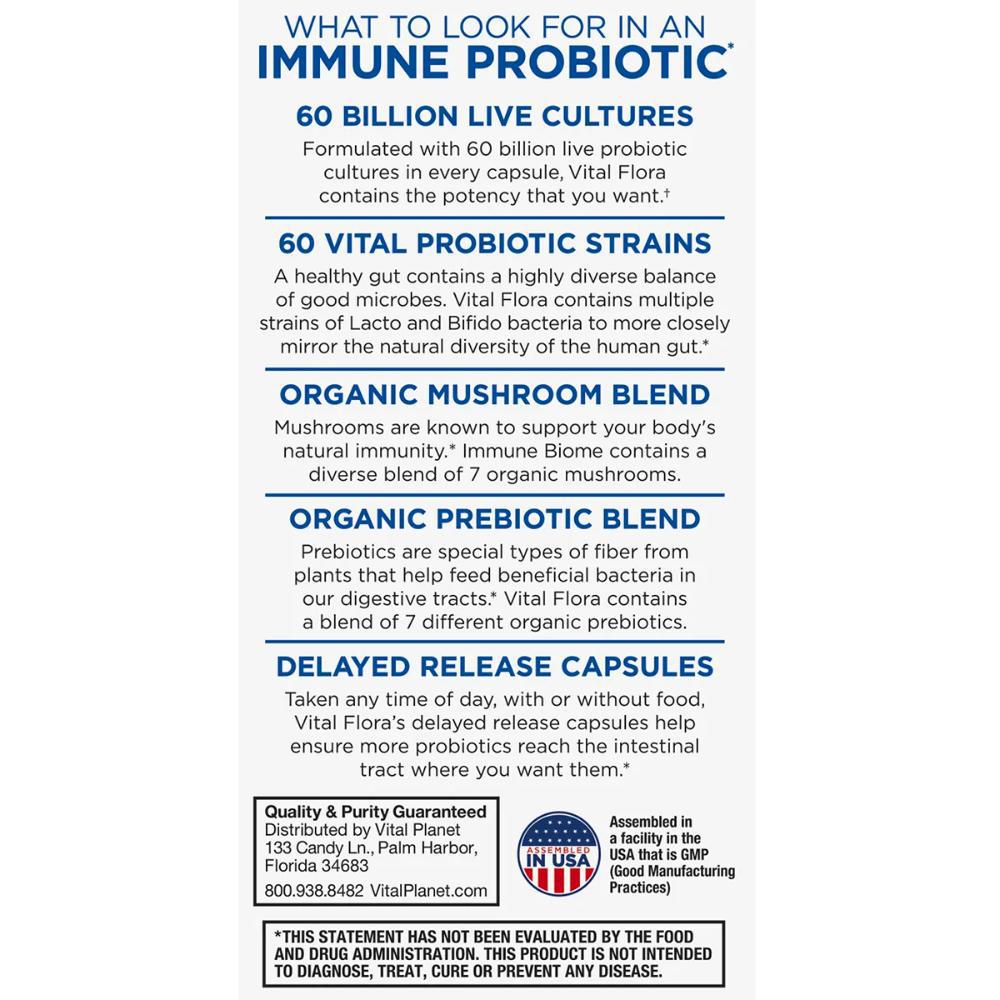 Vital Flora 60/60 Immune Biome Probiotic SS - 30 Delayed Release VegCaps