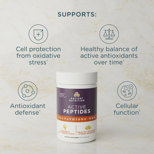 Ancient Nutrition ACTIVE PEPTIDES GLUTATHIONE + NMN - 60 Capsules