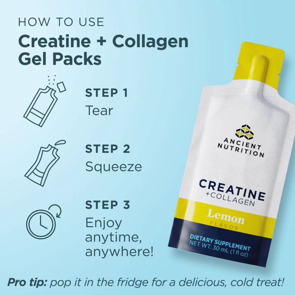 Ancient Nutrition CREATINE COLLAGEN GEL Lemon 15 Count