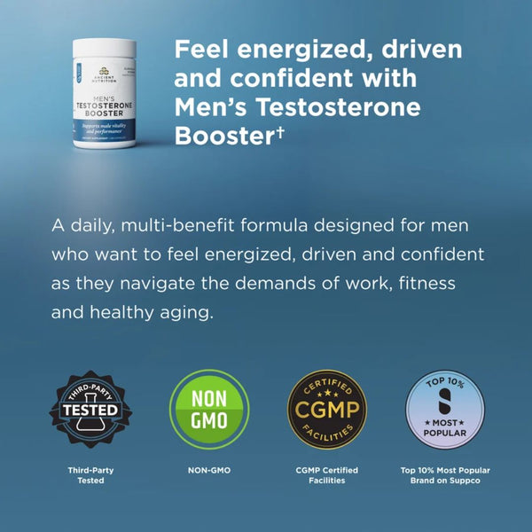 Ancient Nutrition MENS HEALTH TESTOSTERONE BOOSTER - 120 Capsules