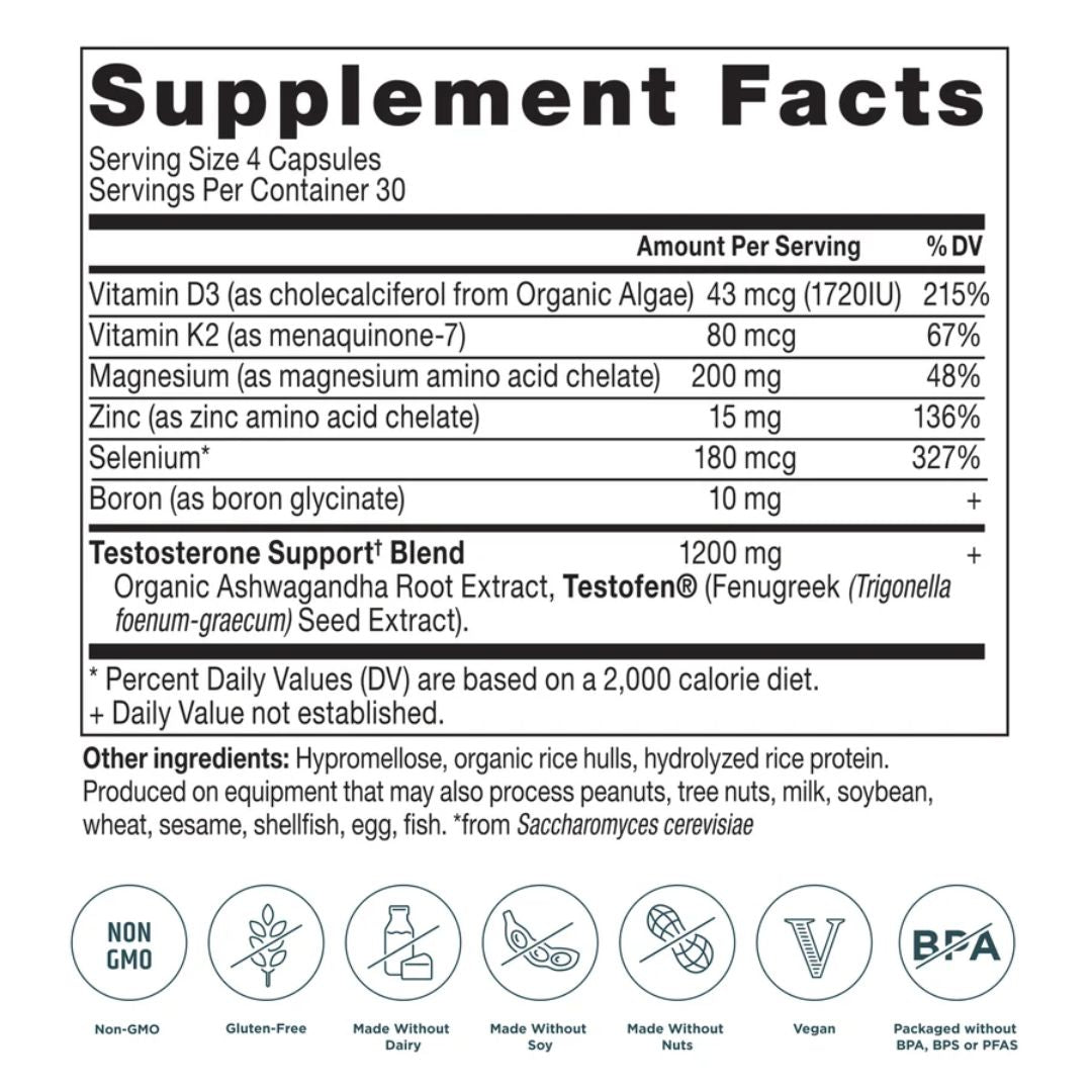 Ancient Nutrition MENS HEALTH TESTOSTERONE BOOSTER - 120 Capsules