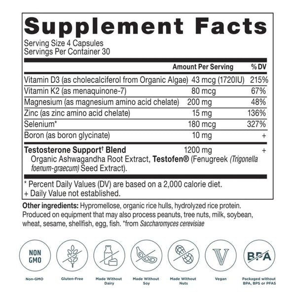Ancient Nutrition MENS HEALTH TESTOSTERONE BOOSTER - 120 Capsules