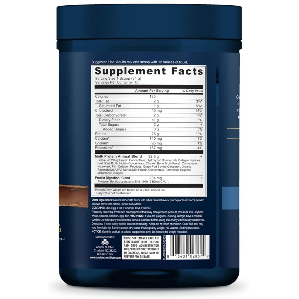 Ancient Nutrition Multi Protein Powder – Animal-Based Milk Chocolate 18oz