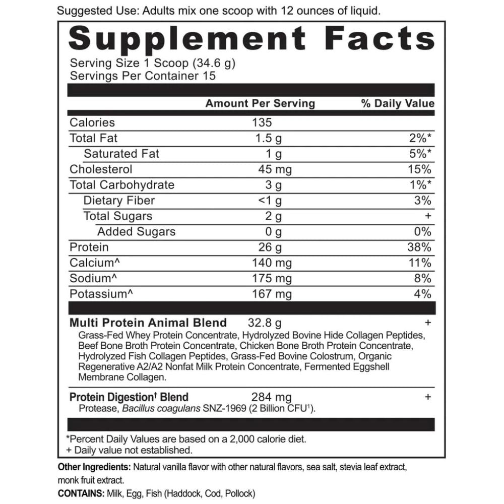 Ancient Nutrition Multi Protein Powder – Animal-Based Vanilla 18oz