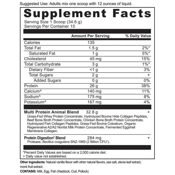 Ancient Nutrition Multi Protein Powder – Animal-Based Vanilla 18oz