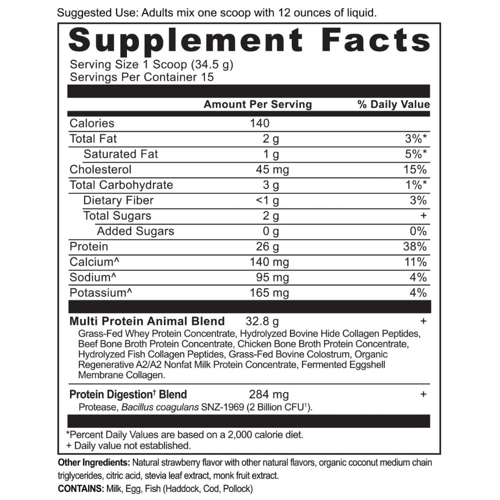 Ancient Nutrition Multi Protein Powder – Animal-Based Strawberry 18oz