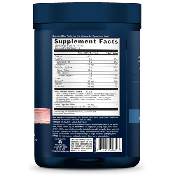 Ancient Nutrition Multi Protein Powder – Animal-Based Strawberry 18oz