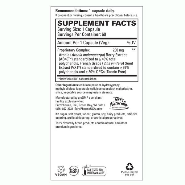 Terry Naturally Aronia Berry Complex – Powerful Antioxidant & Healthy Aging Support - 60 Caps
