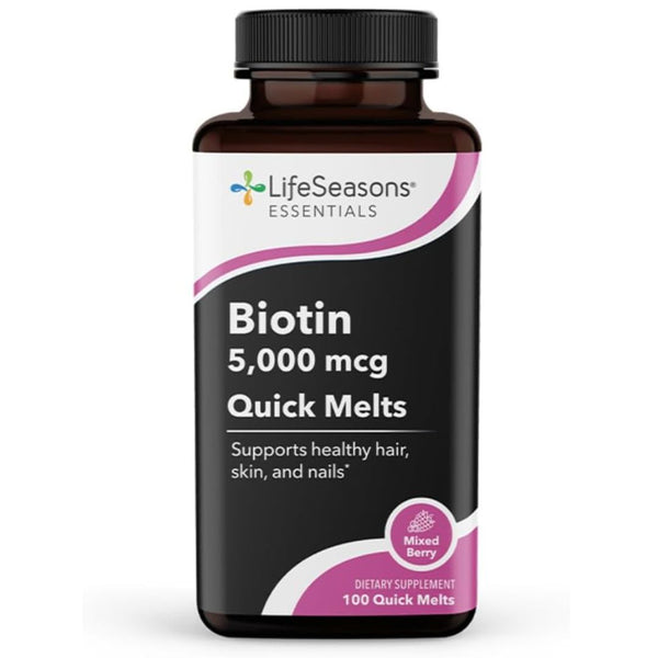 LifeSeasons Biotin Quick Melts – Extra Strength Beauty Support - 100 Capsules