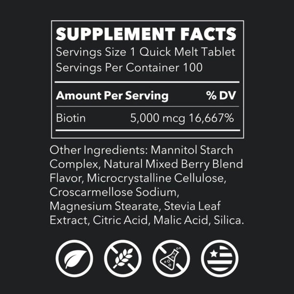 LifeSeasons Biotin Quick Melts – Extra Strength Beauty Support - 100 Capsules
