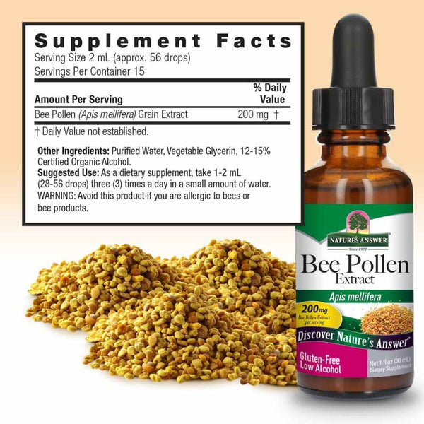Nature's Answer Bee Pollen Liquid Extract 1 oz Low Alcohol