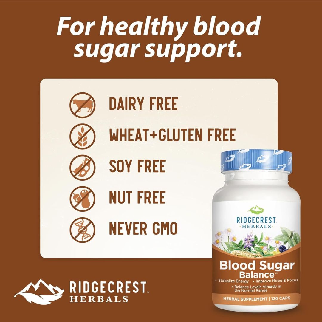 RidgeCrest Herbals Blood Sugar Balance™ – Natural Support for Healthy Blood Sugar Levels - 120 Caps
