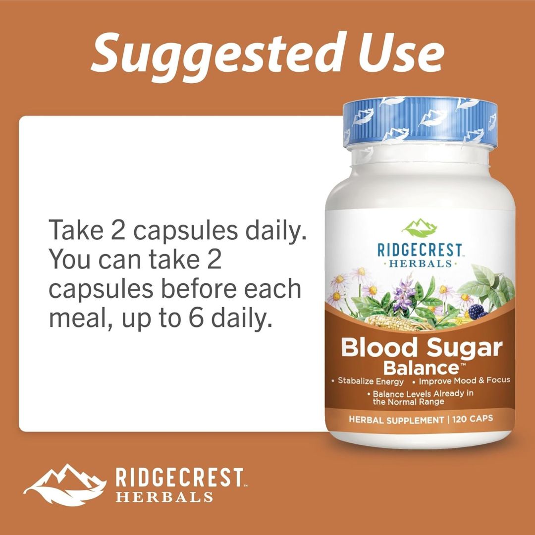 RidgeCrest Herbals Blood Sugar Balance™ – Natural Support for Healthy Blood Sugar Levels - 120 Caps