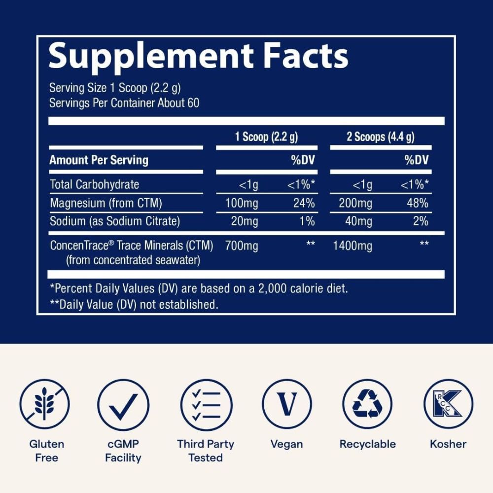 Trace Minerals ConcenTrace Daily Mineral Powder – Blue Acai (4.65 oz)