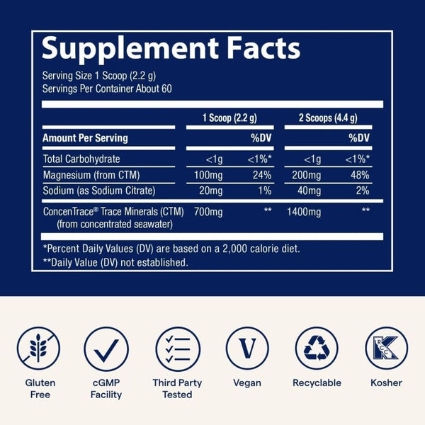 Trace Minerals ConcenTrace Daily Mineral Powder – Blue Acai (4.65 oz)