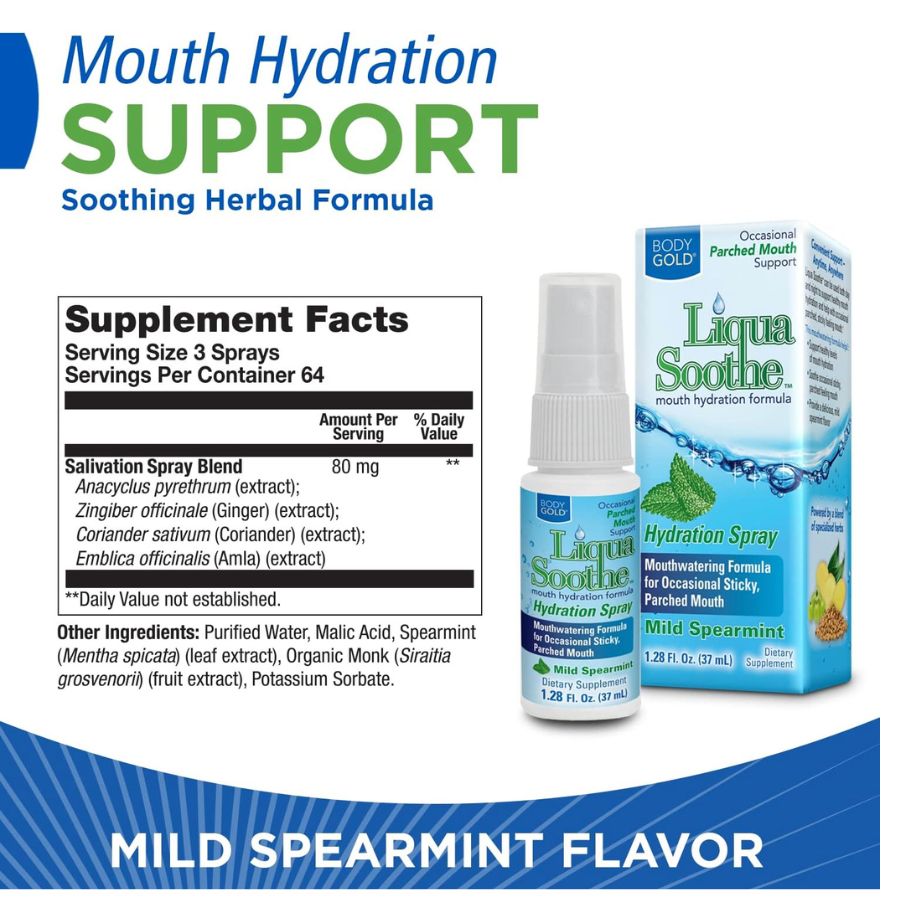Body Gold Liqua Soothe Mouth Spray Spearmint - 1.28 fl oz