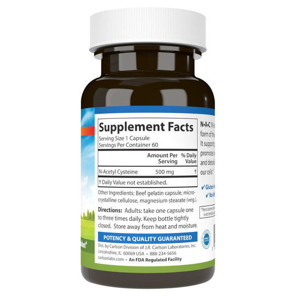 Carlson NAC  - 500 mg - 60 Capsules