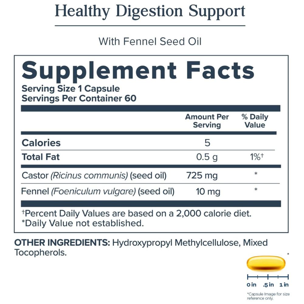 Heritage Store Castor Oil Capsules – Intestinal Health & Digestive Support 725mg 60 Capsules