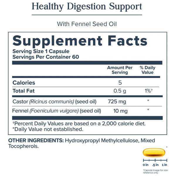 Heritage Store Castor Oil Capsules – Intestinal Health &amp; Digestive Support 725mg 60 Capsules