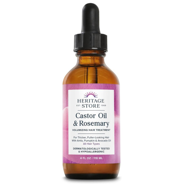 Heritage Store Organic Castor Oil and Rosemary Dropper - 4 oz