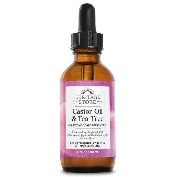 Heritage Store Organic Castor Oil and Tea Tree Dropper - 4 oz