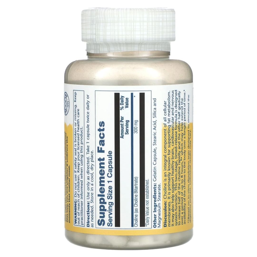 Solaray Choline (Timed-Release) – 300mg - 100 Capsules