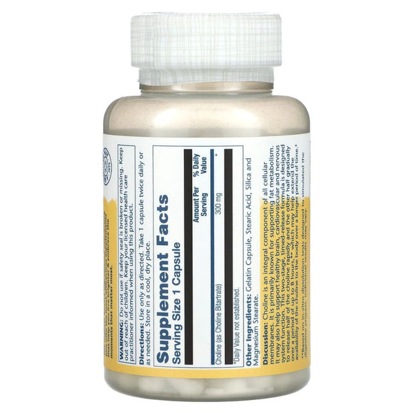 Solaray Choline (Timed-Release) – 300mg - 100 Capsules
