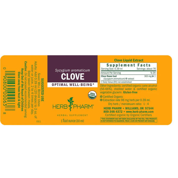 Herb Pharm Organic Clove Extract – Digestive &amp; Immune Support (1 fl oz)