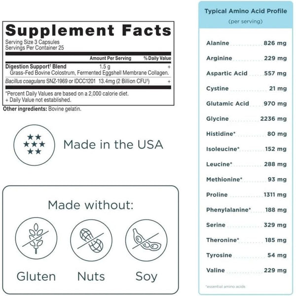 Ancient Nutrition Colostrum Plus Collagen - 25 Servings - 75 Caps