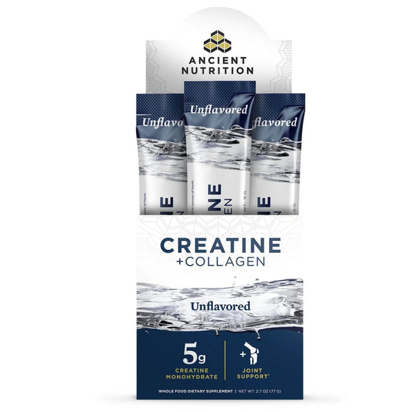 Ancient Nutrition Creatine + Collagen + Electrolytes Unflavored Stick Packs 14 Count