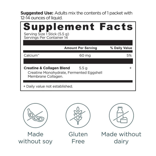 Ancient Nutrition Creatine + Collagen + Electrolytes Unflavored Stick Packs 14 Count