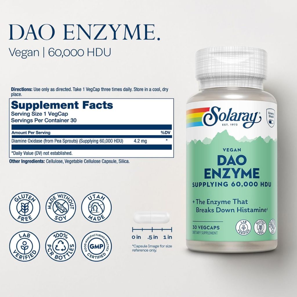 Solaray DAO ENZYME - 60,000 HDU - 30 VegCaps