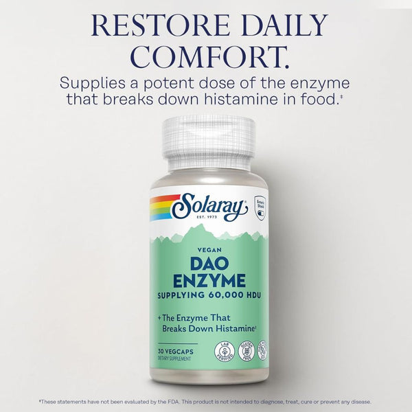Solaray DAO ENZYME - 60,000 HDU - 30 VegCaps