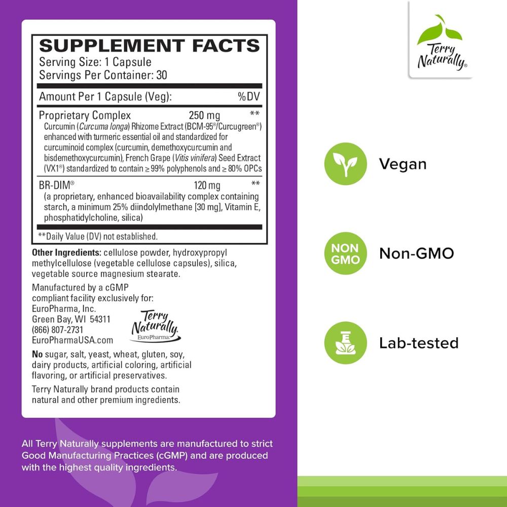 Terry Naturally DIM Complex – 30 Capsules  Advanced Hormone Balance & Detox Support for Women and Men