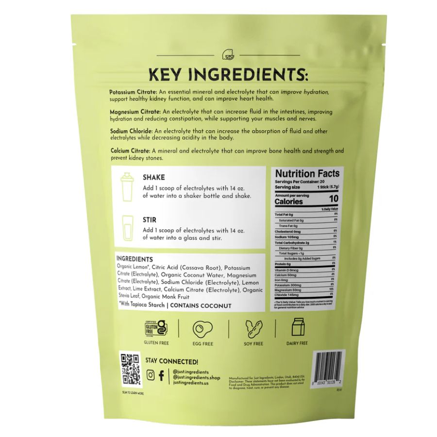 Just Ingredients Electrolytes - Lemon Lime - 6 oz