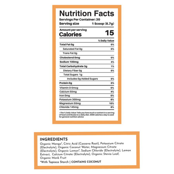 Just Ingredients Electrolytes - Mango Lemonade - 9.2 oz