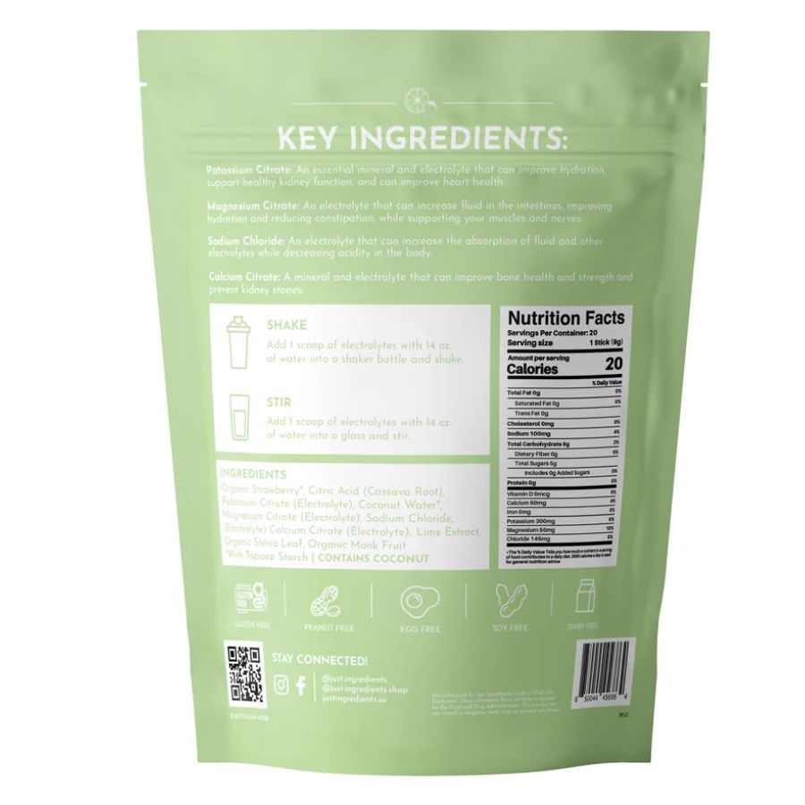 Just Ingredients Electrolytes - Strawberry Limeade - 20 Single Packs