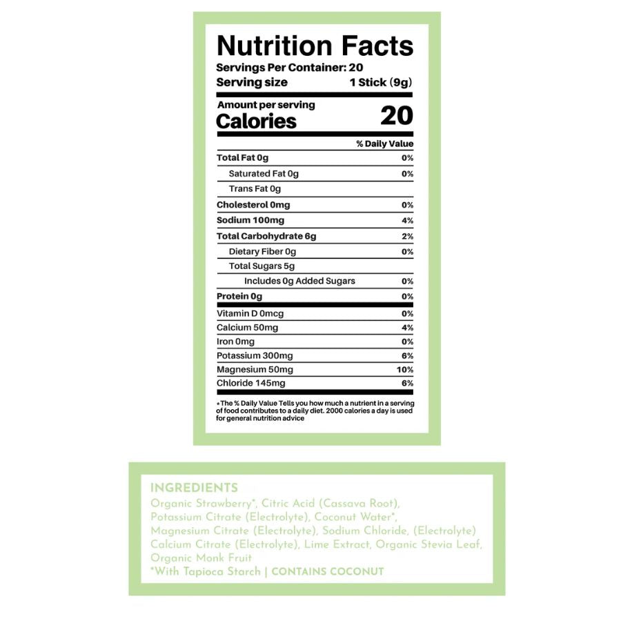 Just Ingredients Electrolytes - Strawberry Limeade - 20 Single Packs