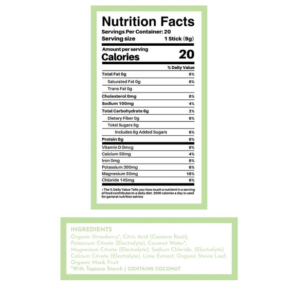 Just Ingredients Electrolytes - Strawberry Limeade - 20 Single Packs