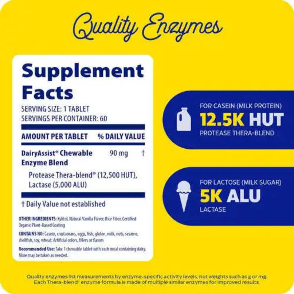Enzymedica Dairy Assit - 60 Chewables